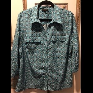 Notations Women’s Teal/Black/White print Shirt